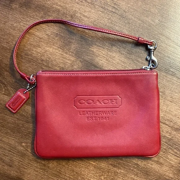 Coach Red Leather Wristlet - Picture 2 of 10